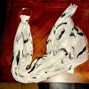 NWT extra long scarf with mustache pattern! Fun addition to an outfit!